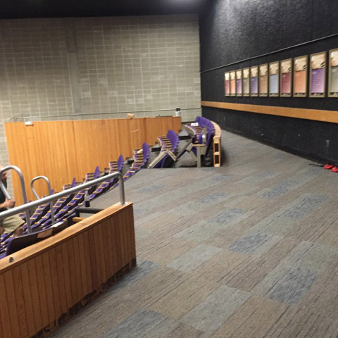 Style: Unscripted  Color: Talk Show - Carpet Tile Installation at Mount Wachusett Communtiy College Auditorium